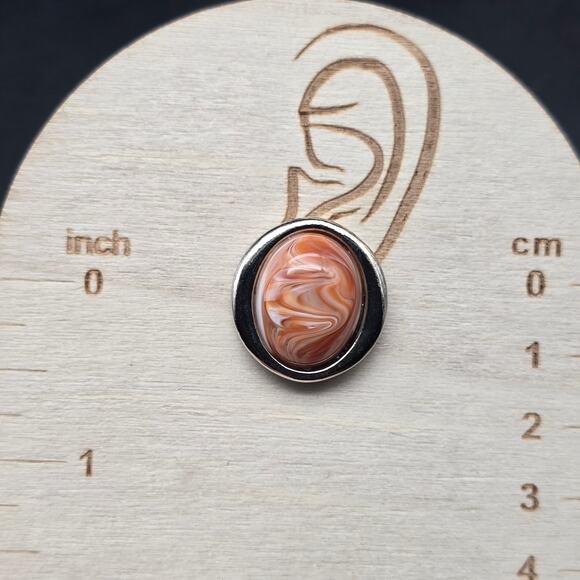 Avon 1988 Desert Sands Earrings in Box Peach Marbled Vintage Jewelry - Picture 8 of 8